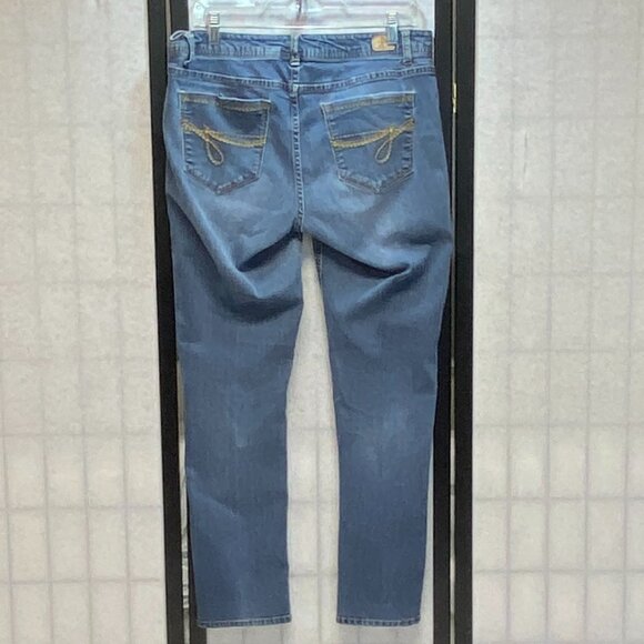 Jordache Mid Rise Embroidered J Pockets Faded Skinny Stretch Denim Jeans 12 - Picture 2 of 13